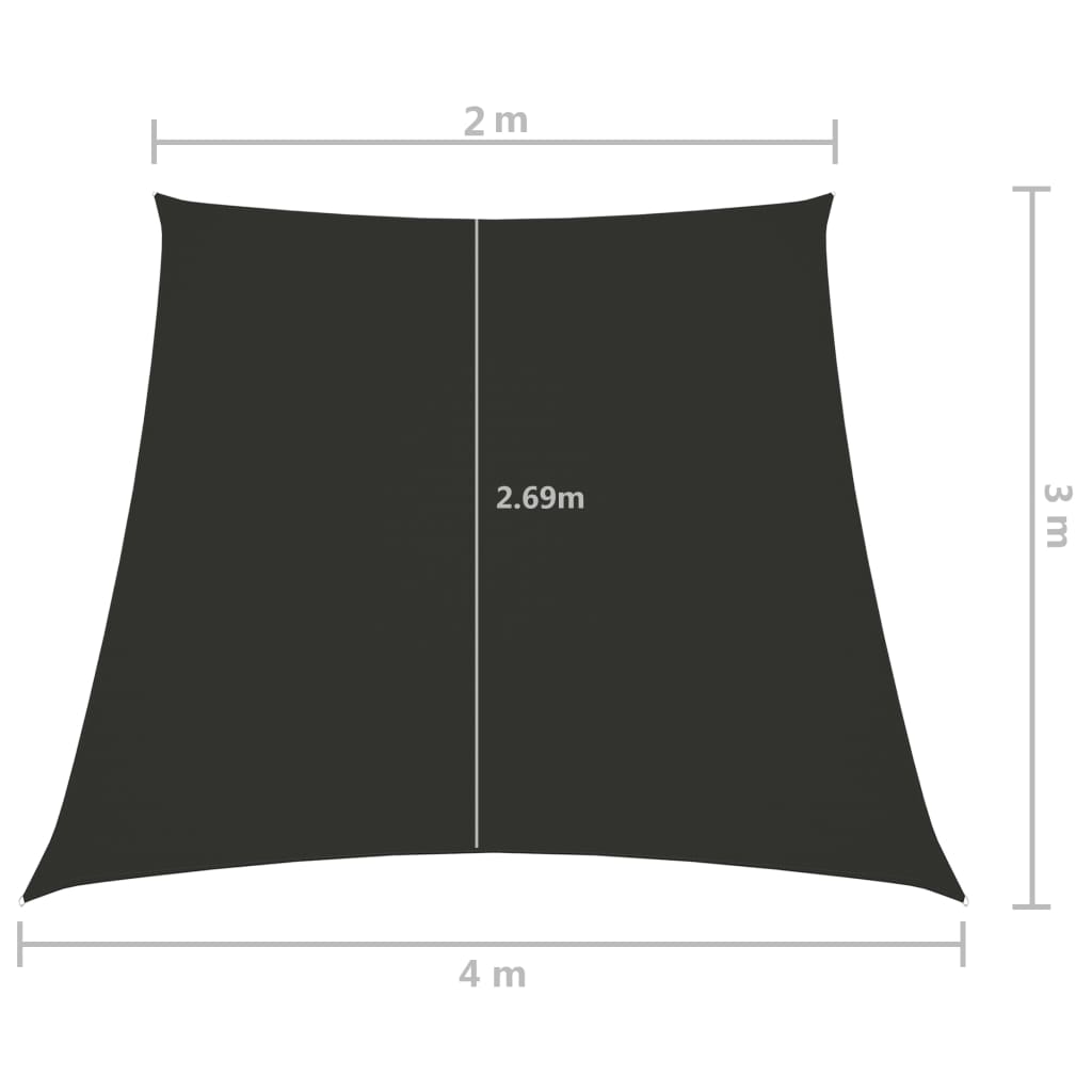 Sonnensegel Oxford-Gewebe Trapezförmig Anthrazit 2/4 x 3 m