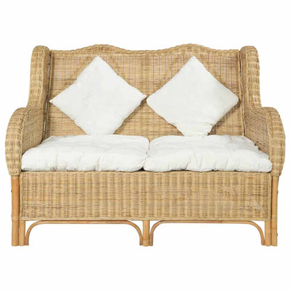 2-Sitzer-Sofa Natürliches Rattan und Leinen