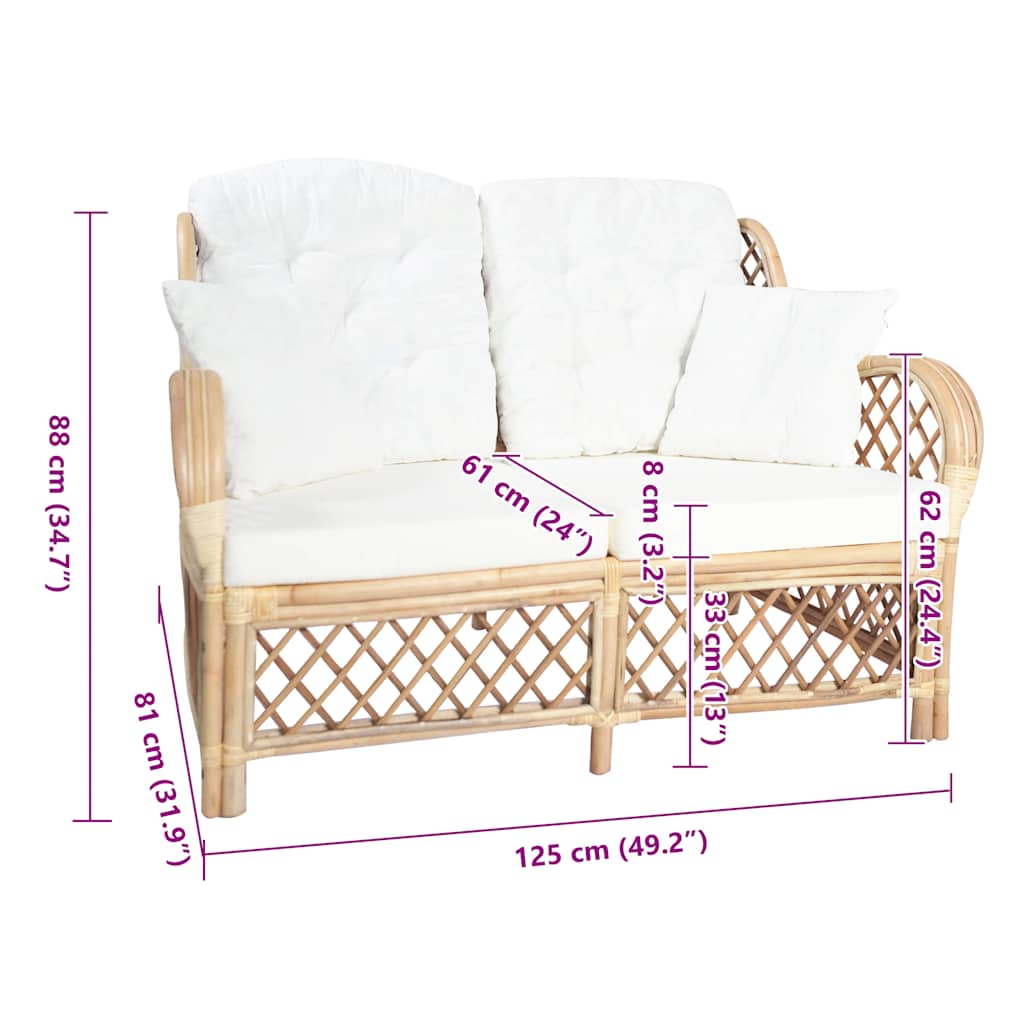 2-Sitzer-Sofa Rattan