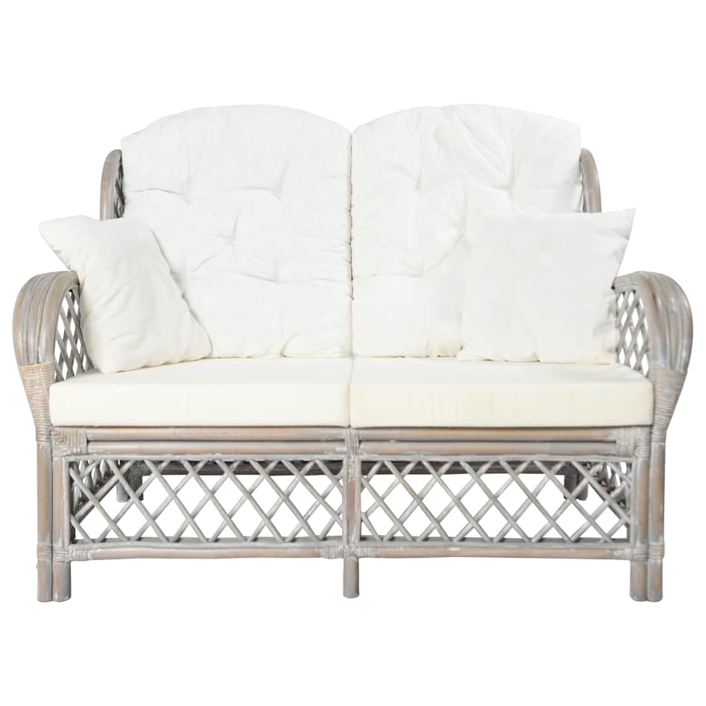 2-Sitzer-Sofa Grau Rattan