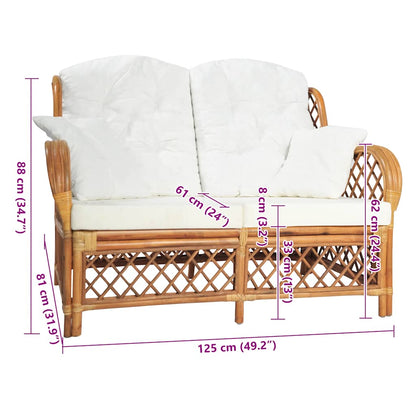 2-Sitzer-Sofa Hellbraun Rattan