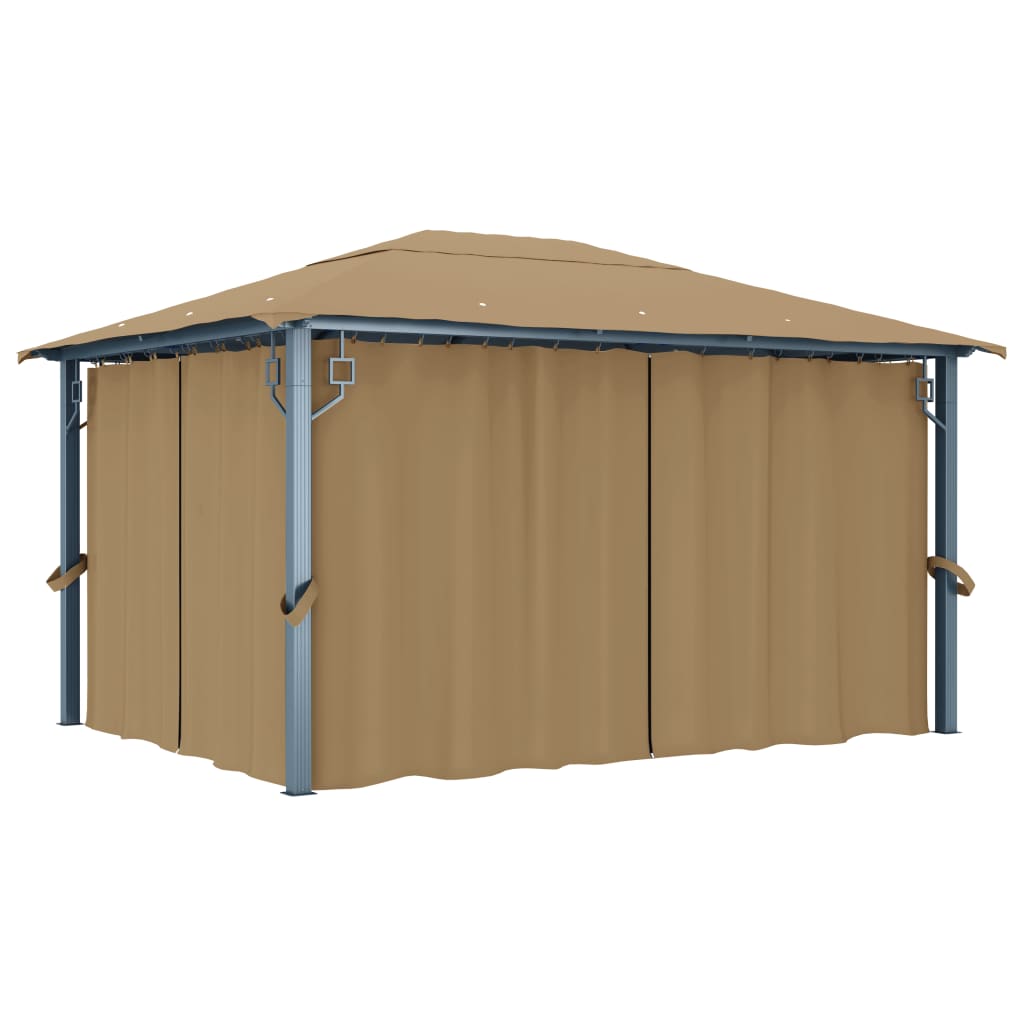Pavillon mit Vorhang 400x300 cm Taupe Aluminium