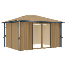 Pavillon mit Vorhang 400x300 cm Taupe Aluminium