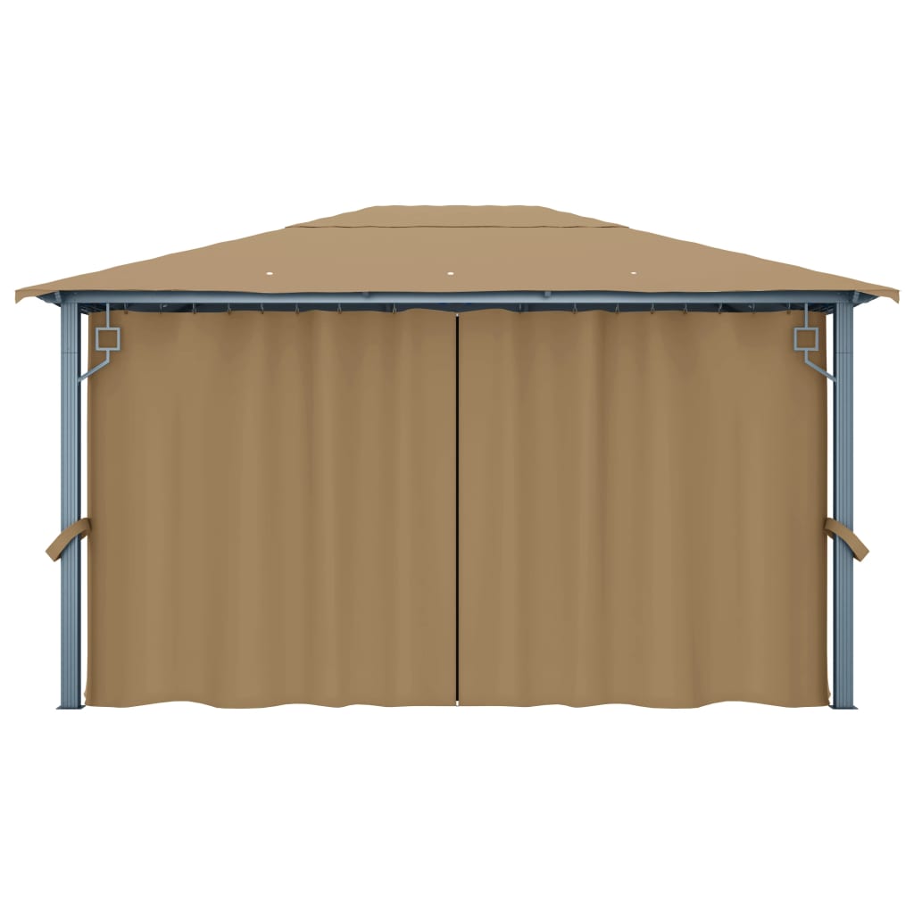 Pavillon mit Vorhang 400x300 cm Taupe Aluminium