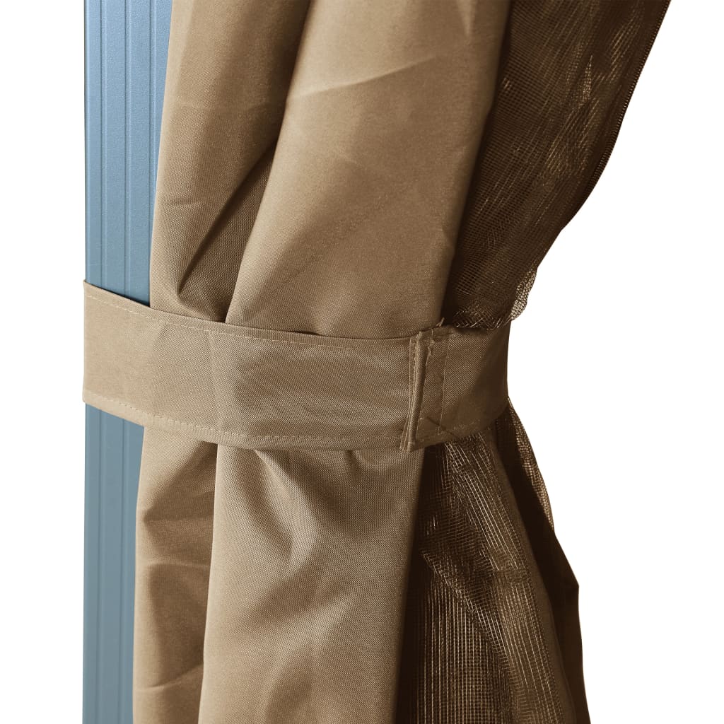 Pavillon mit Vorhang 400x300 cm Taupe Aluminium