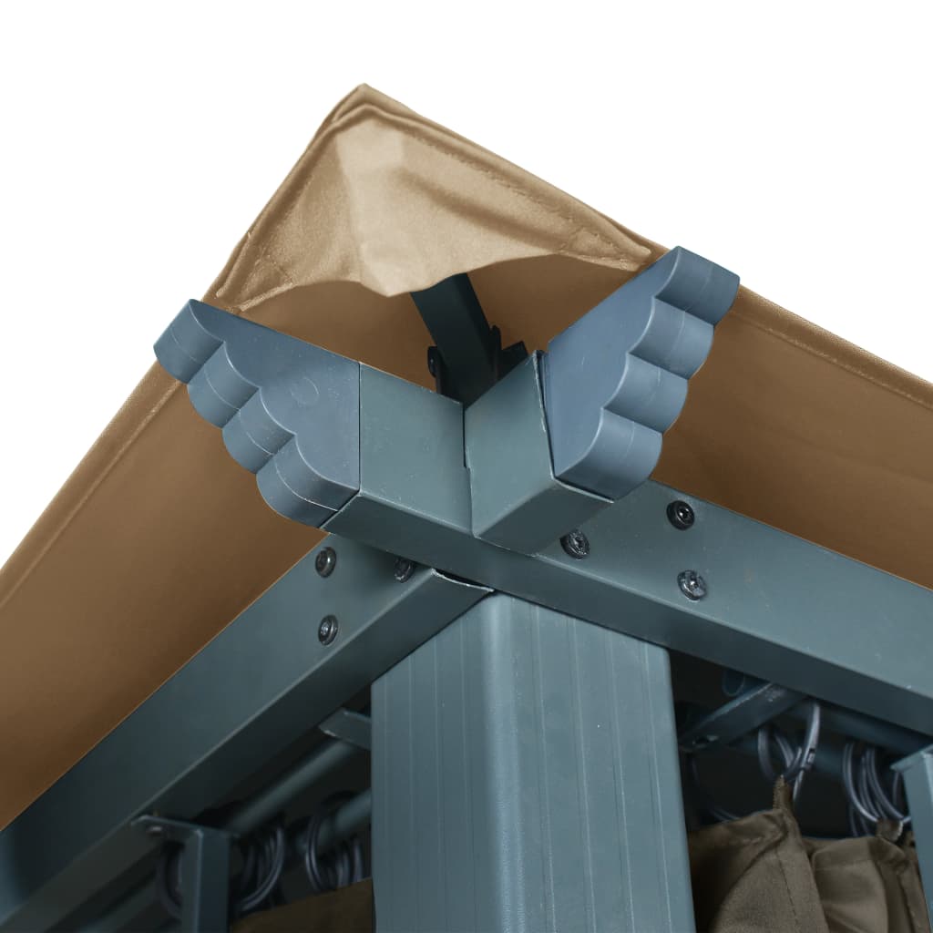 Pavillon mit Vorhang 400x300 cm Taupe Aluminium