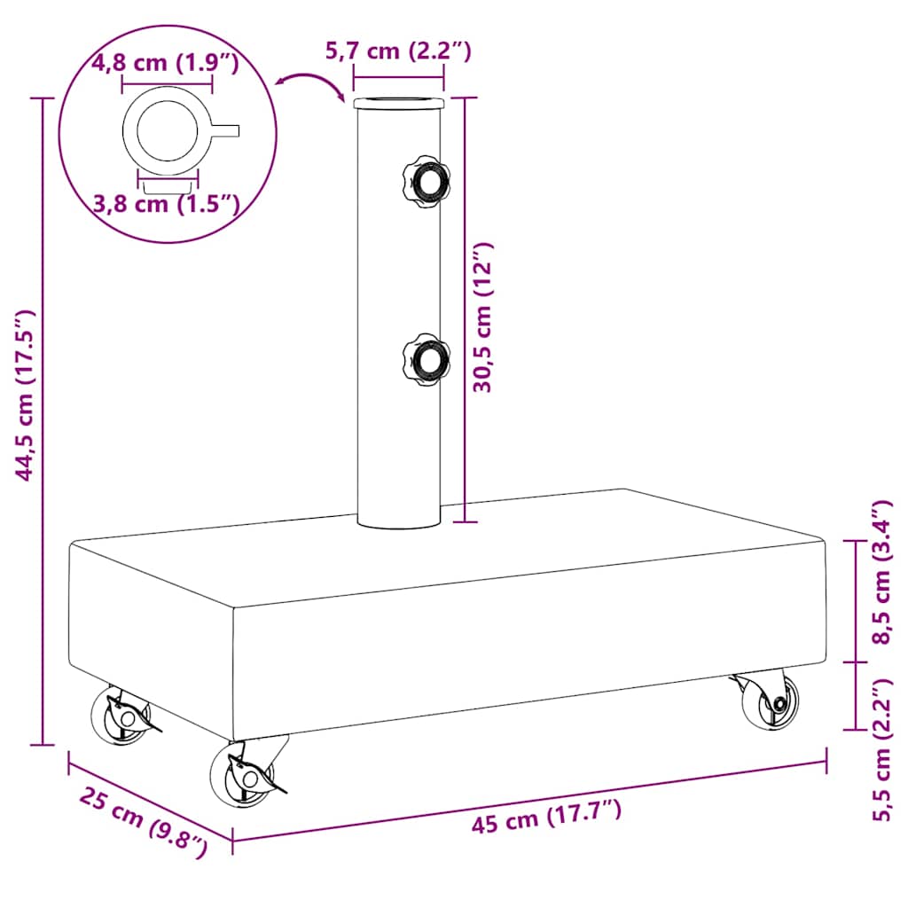 Schirmständer Schwarz 45x25x8 cm Granit