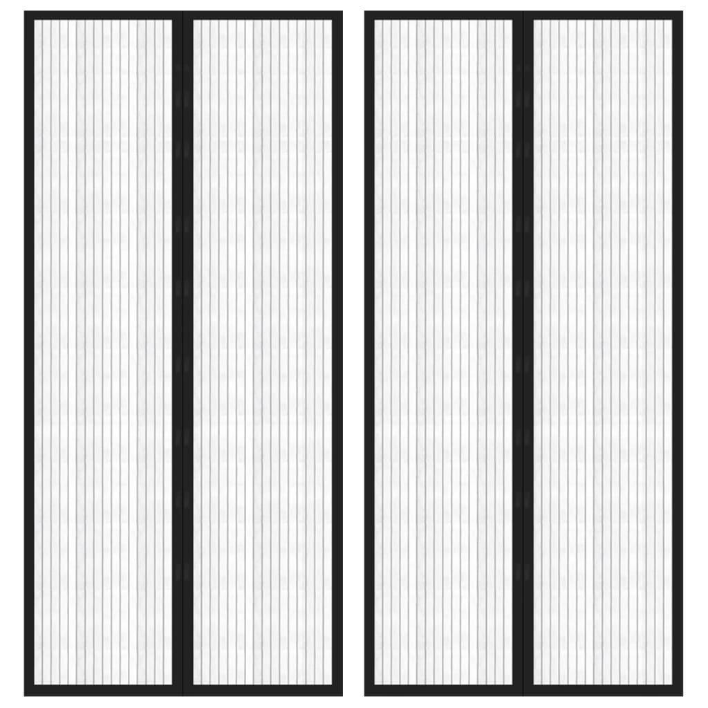 Fliegengitter-Türvorhänge 2 Stk. Magnet Schwarz 210x90 cm