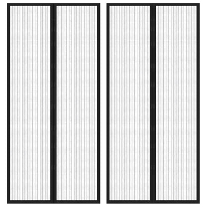 Fliegengitter-Türvorhänge 2 Stk. Magnet Schwarz 210x90 cm