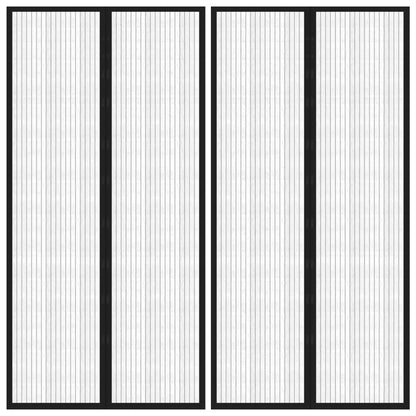 Fliegengitter-Türvorhänge 2 Stk. Magnet Schwarz 220x100 cm