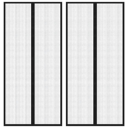 Fliegengitter-Türvorhänge 2 Stk. Magnet Schwarz 220x110 cm