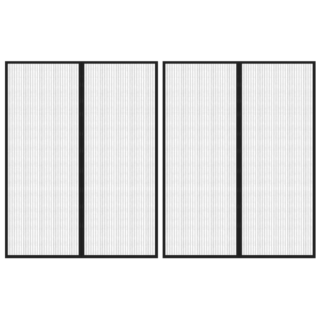 Fliegengitter-Türvorhänge 2 Stk. Magnet Schwarz 230x160 cm