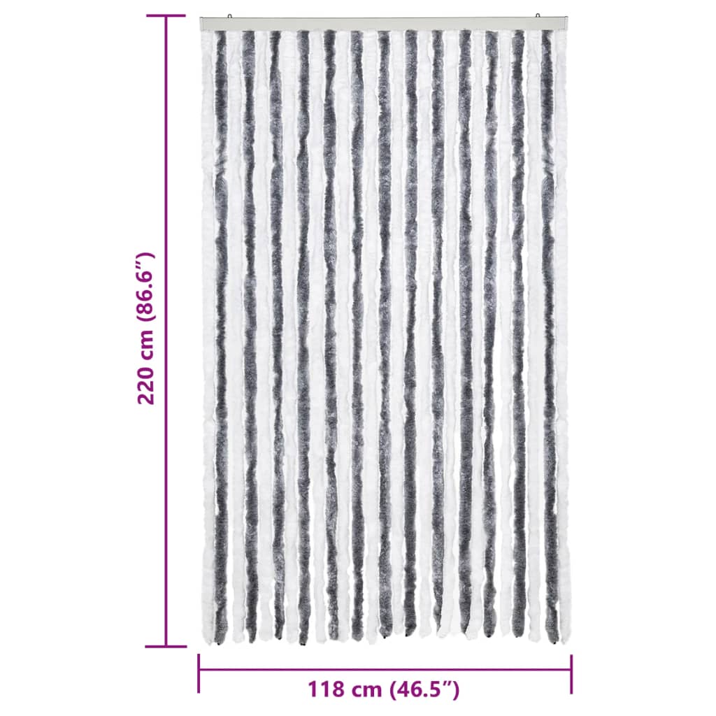 Insektenschutz-Vorhang Grau und Weiß 118x220 cm Chenille