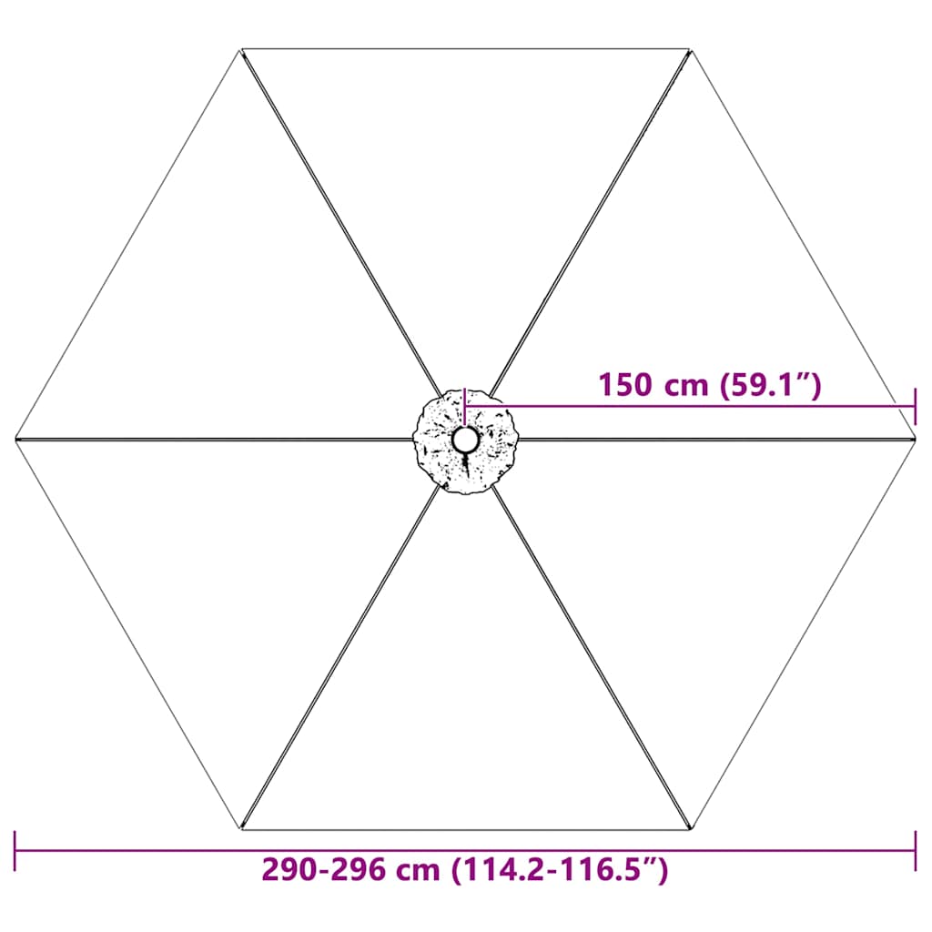 Ersatzbezug für Sonnenschirm Bordeauxrot 300 cm