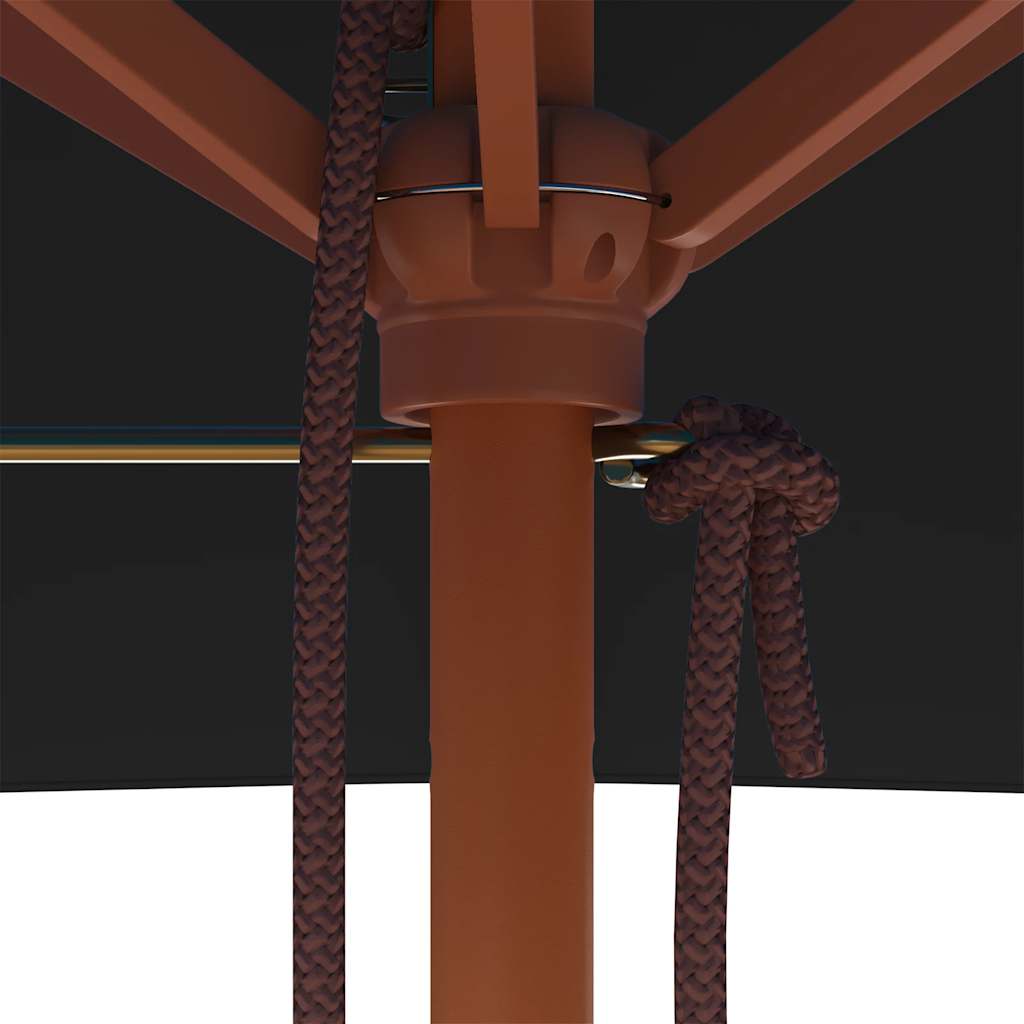 Sonnenschirm mit Holzmast Schwarz 150x200 cm