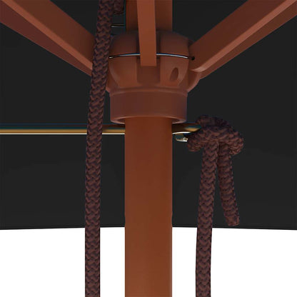 Sonnenschirm mit Holzmast Schwarz 150x200 cm