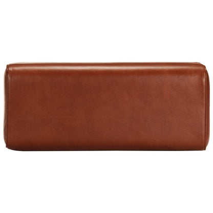 Sitzbank Turnbock-Design 58cm Braun Echtleder Mango Massivholz