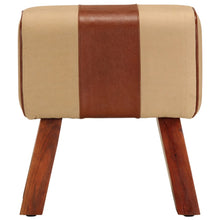 Sitzbank Turnbock-Design 38 cm Braun Echtleder Massivholz Mango