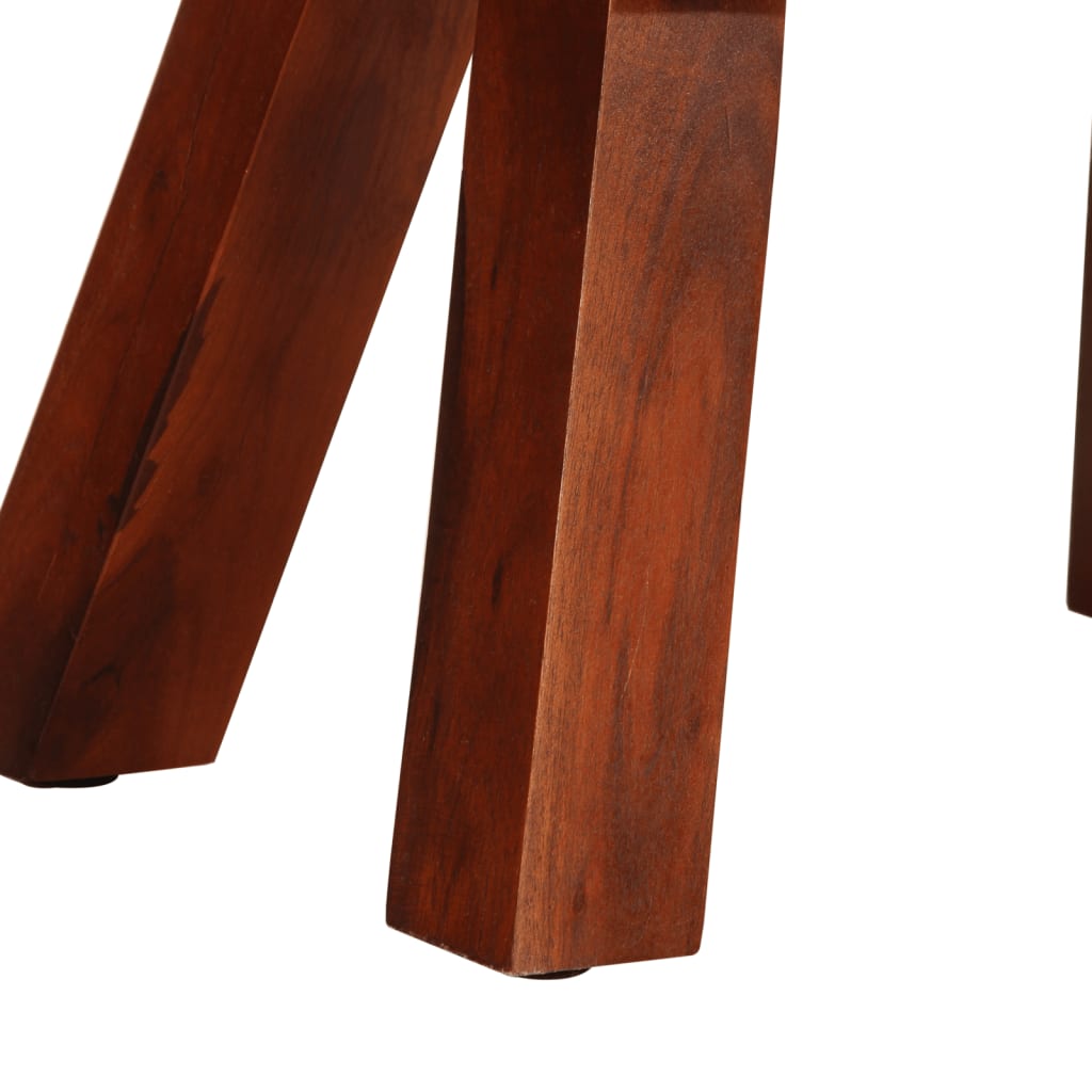 Sitzbank Turnbock-Design 38 cm Braun Echtleder Massivholz Mango