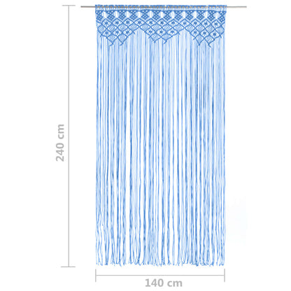 Makramee Vorhang Blau 140x240 cm Baumwolle