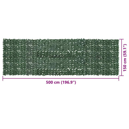 Balkon-Sichtschutz mit Dunkelgrünen Blättern 500x150 cm