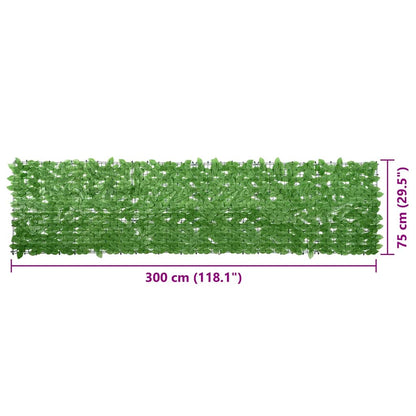 Balkon-Sichtschutz mit Grünen Blättern 300x75 cm