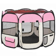 Faltbarer Welpenlaufstall mit Tragetasche Rosa 90x90x58 cm