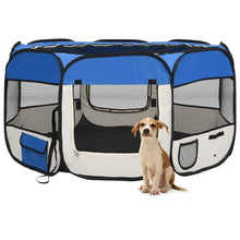 Faltbarer Welpenlaufstall mit Tragetasche Blau 125x125x61 cm