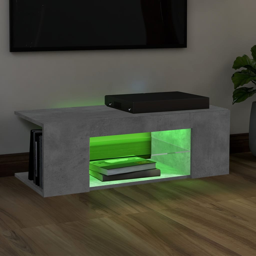 TV-Schrank mit LED-Leuchten Betongrau 90x39x30 cm