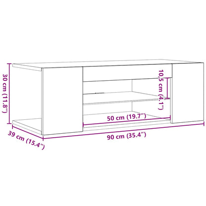 TV-Schrank mit LED-Leuchten Betongrau 90x39x30 cm