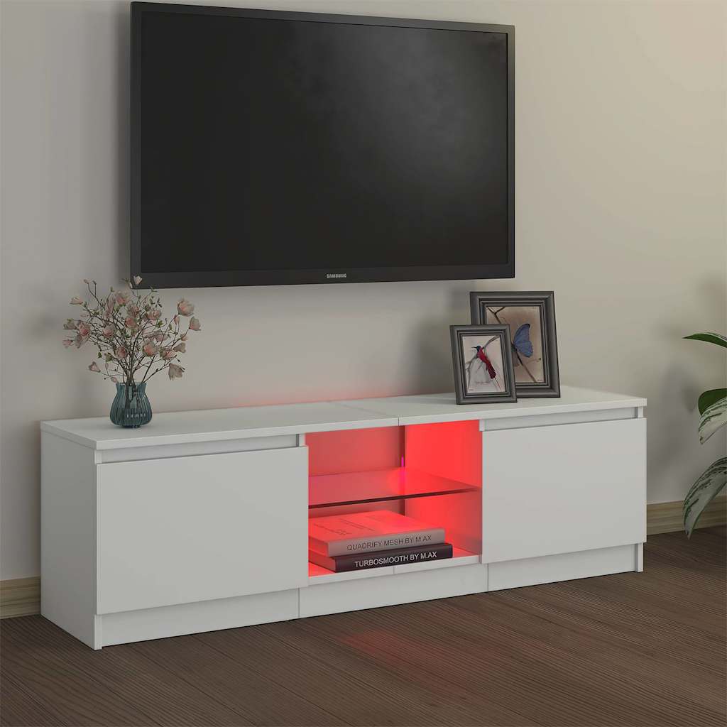 TV-Schrank mit LED-Leuchten Weiß 120x30x36 cm