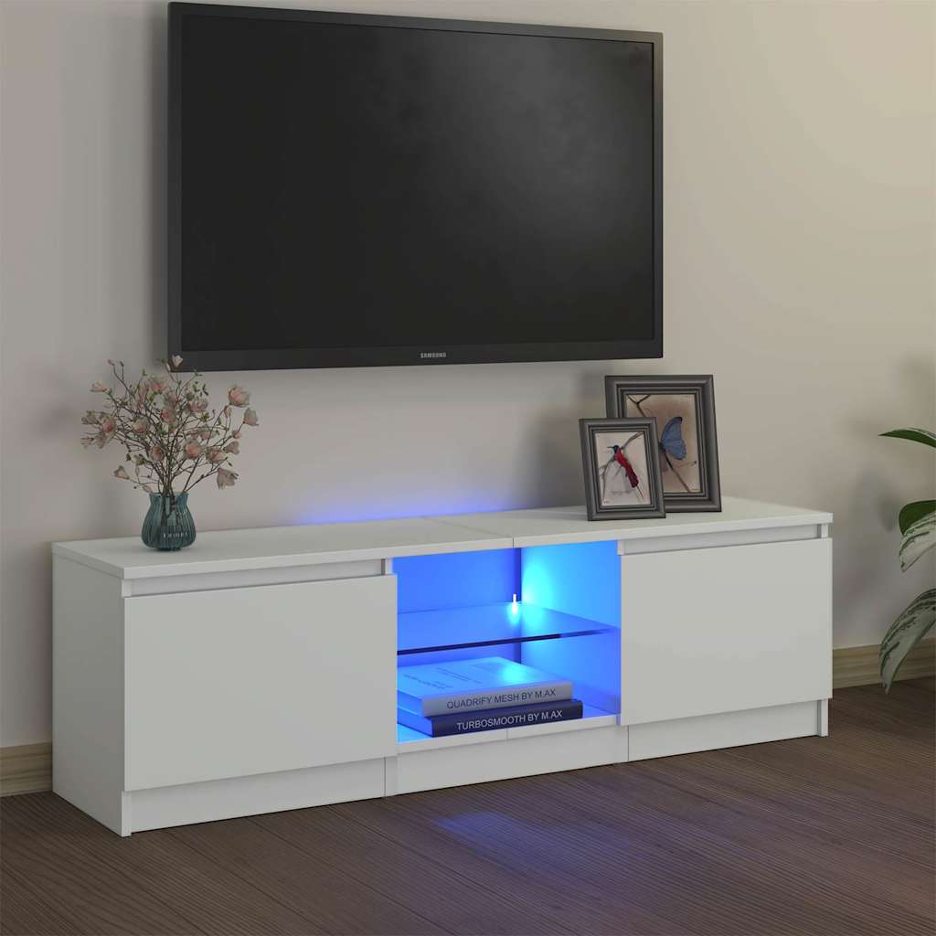 TV-Schrank mit LED-Leuchten Weiß 120x30x36 cm