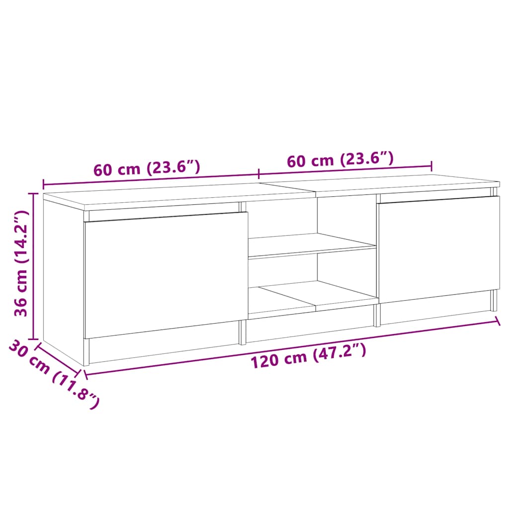 TV-Schrank mit LED-Leuchten Schwarz 120x30x36 cm