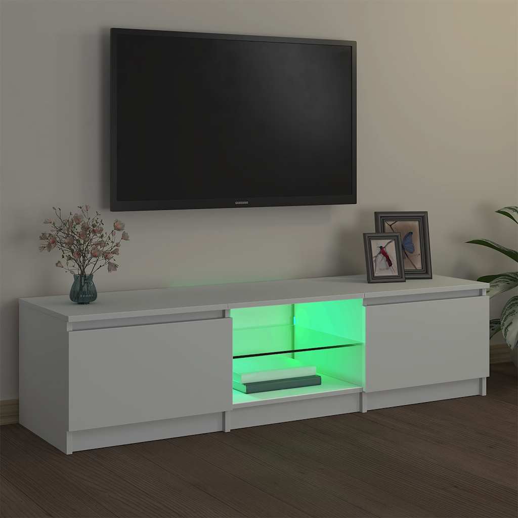 TV-Schrank mit LED-Leuchten Weiß 140x40x36 cm