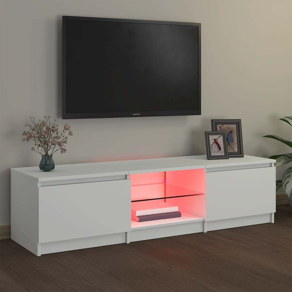 TV-Schrank mit LED-Leuchten Weiß 140x40x36 cm