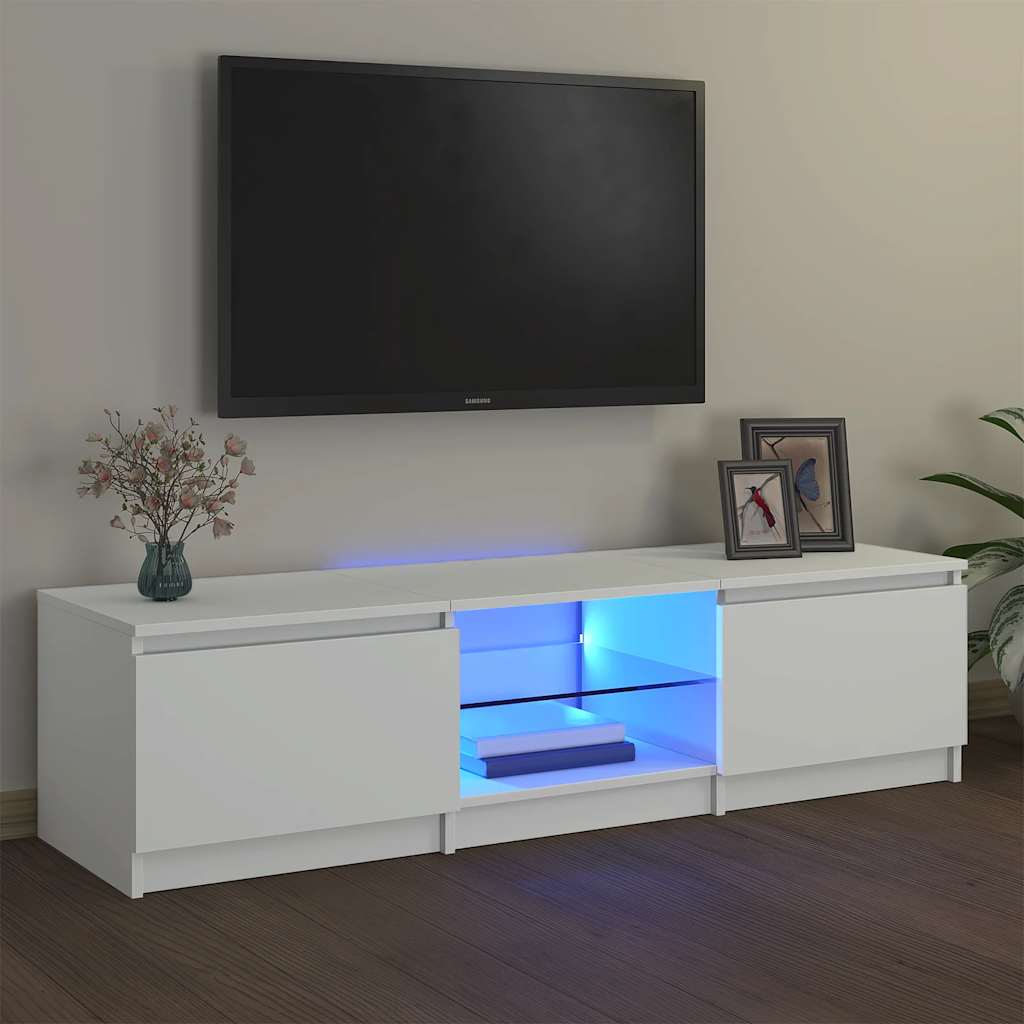 TV-Schrank mit LED-Leuchten Weiß 140x40x36 cm