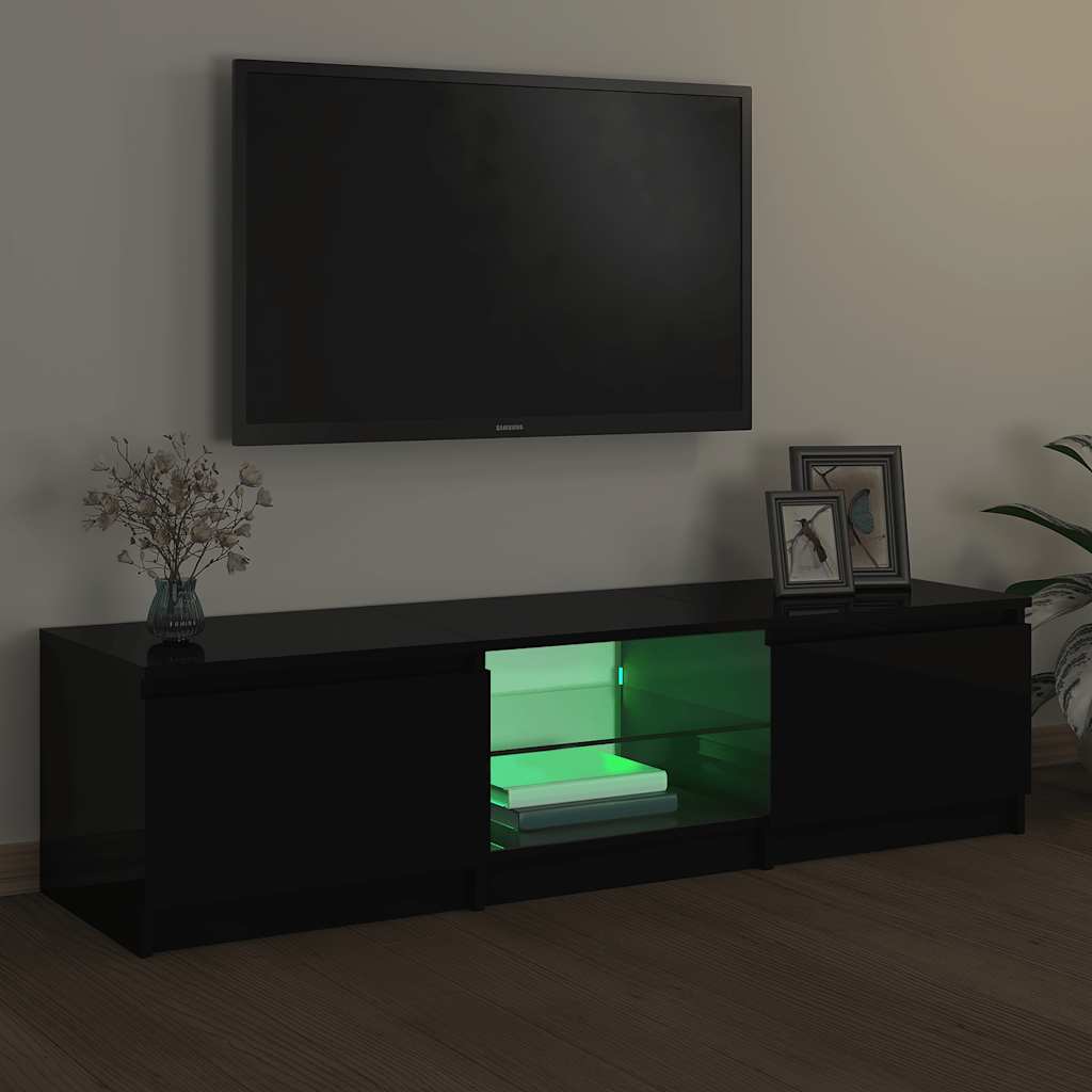 TV-Schrank mit LED-Leuchten Schwarz 140x40x36 cm