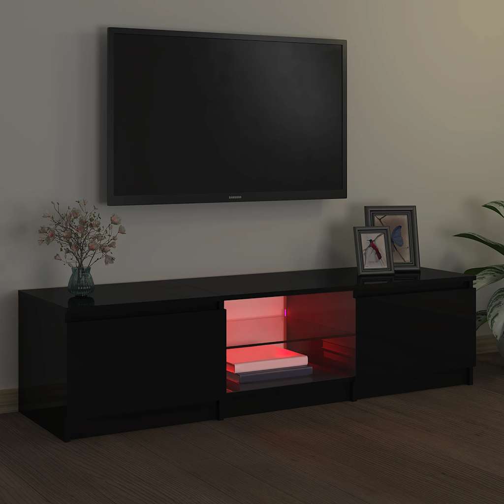 TV-Schrank mit LED-Leuchten Schwarz 140x40x36 cm