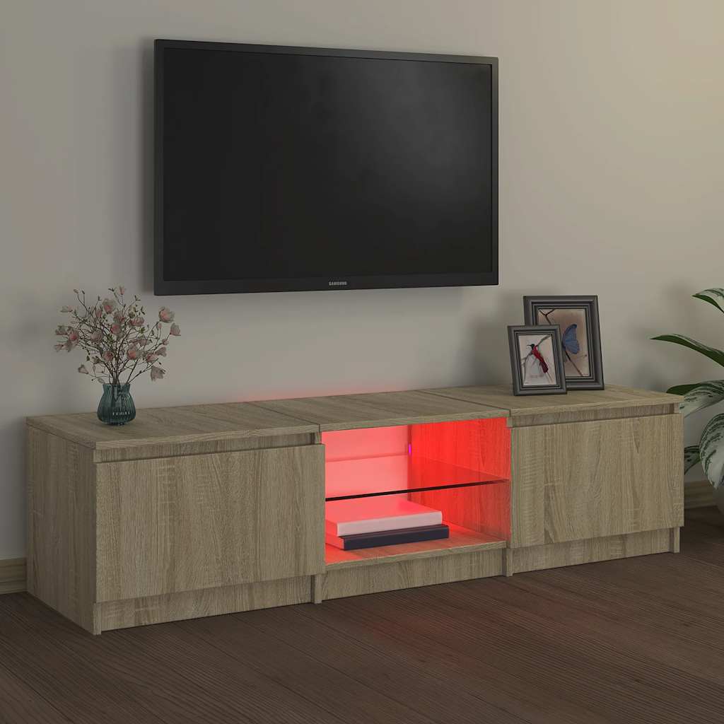TV-Schrank mit LED-Leuchten Sonoma-Eiche 140x40x36 cm