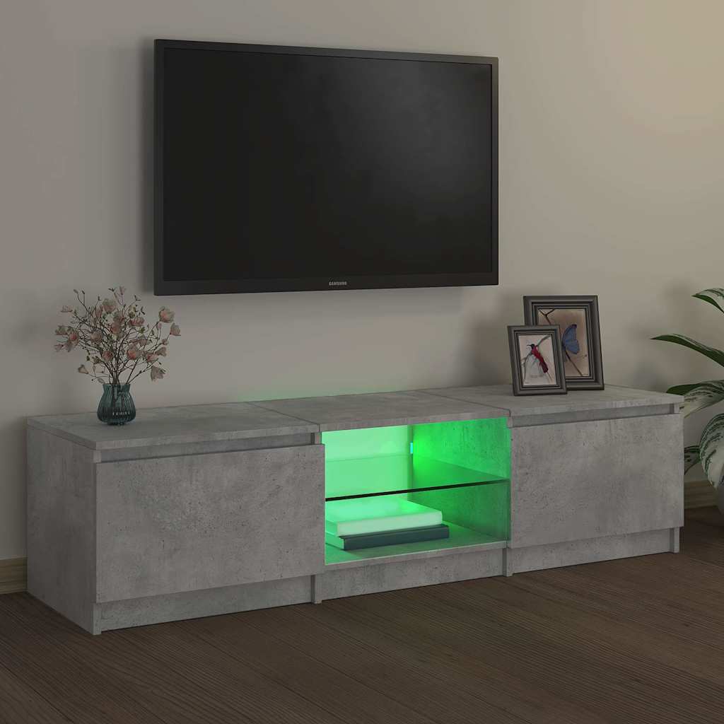 TV-Schrank mit LED-Leuchten Betongrau 140x40x36 cm