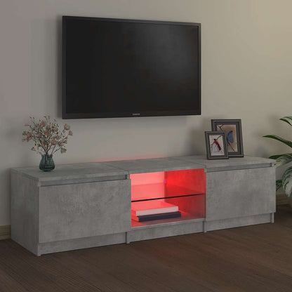 TV-Schrank mit LED-Leuchten Betongrau 140x40x36 cm