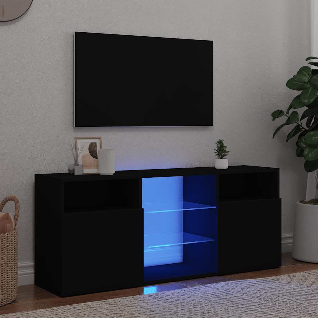 TV-Schrank mit LED-Leuchten Schwarz 120x30x50 cm