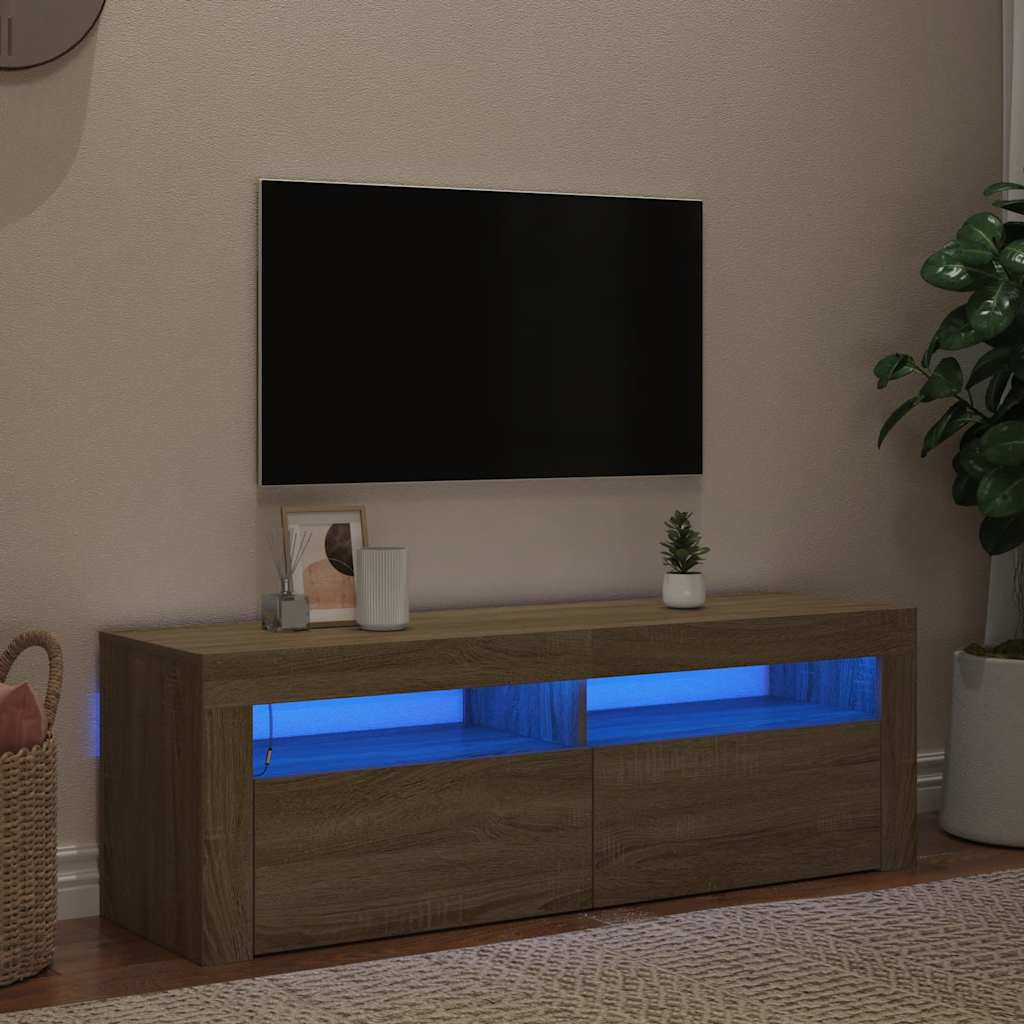 TV-Schrank mit LED-Leuchten Sonoma-Eiche 120x35x40 cm