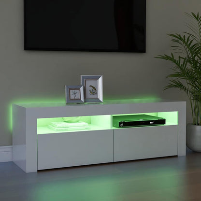 TV-Schrank mit LED-Leuchten Hochglanz-Weiß 120x35x40 cm