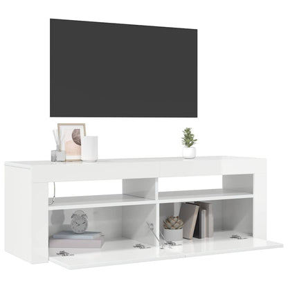 TV-Schrank mit LED-Leuchten Hochglanz-Weiß 120x35x40 cm