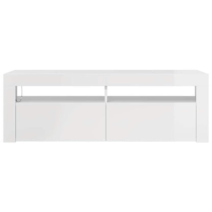 TV-Schrank mit LED-Leuchten Hochglanz-Weiß 120x35x40 cm