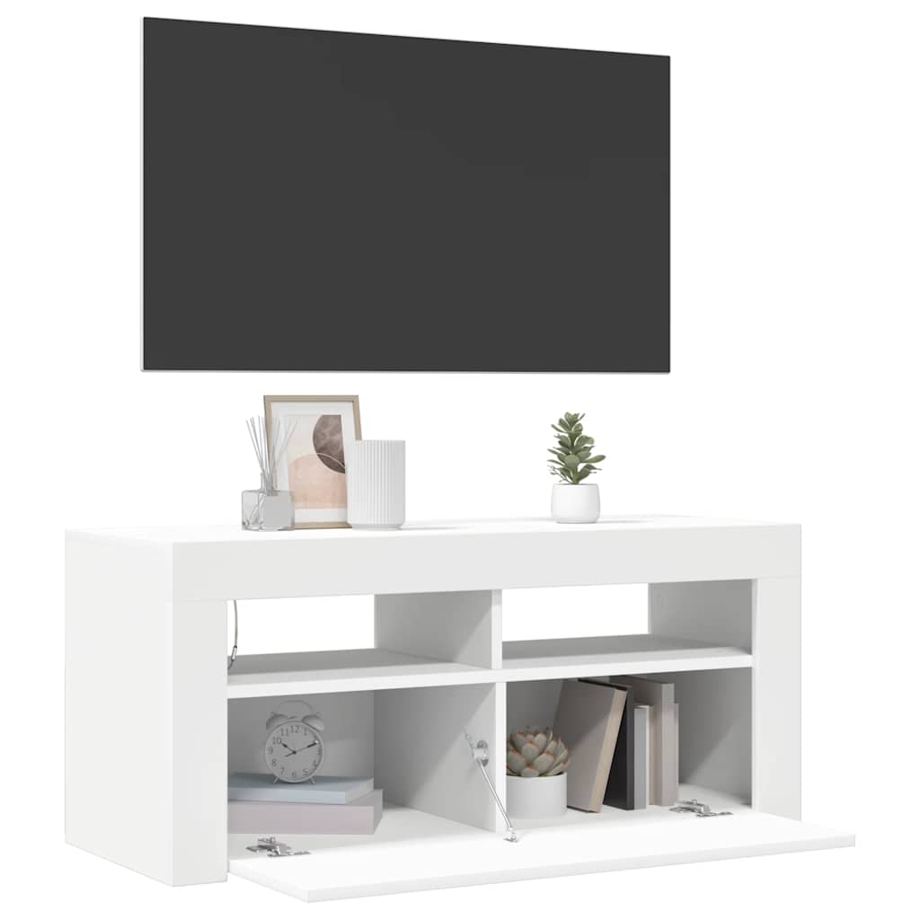 TV-Schrank mit LED-Leuchten Weiß 90x35x40 cm