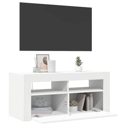TV-Schrank mit LED-Leuchten Weiß 90x35x40 cm