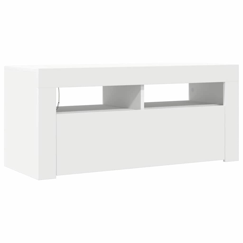 TV-Schrank mit LED-Leuchten Weiß 90x35x40 cm