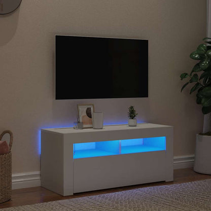 TV-Schrank mit LED-Leuchten Weiß 90x35x40 cm